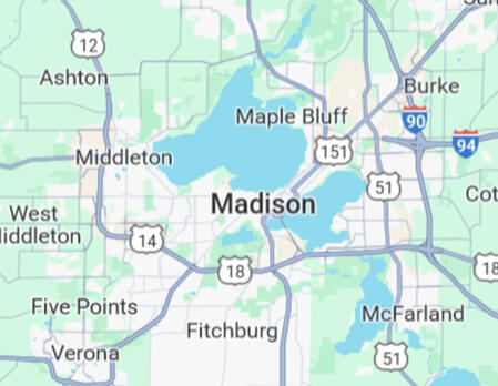 map of the city of Madison and surrounding areas